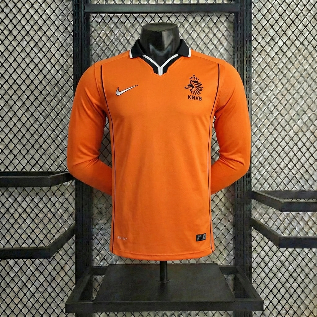 Nederland 1998 Home Long Sleeve Retro Jersey